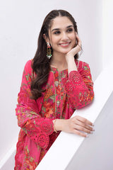 3-Pc Unstitched Printed Embroidered Lawn Suit With Embroidered Chiffon Dupatta CRB23-19