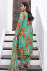 3-Pc Unstitched Printed Embroidered Lawn Suit With Embroidered Chiffon Dupatta CRB23-15