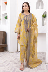 3-Pc Unstitched Embroidered Shirt with Embroidered Net Dupatta SH23-15