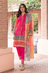 3-Pc Lawn Digital Printed Shirt With Plain Trouser and Net Dupatta CPM23-72