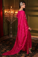 3-PC Embroidered Organza Shirt with Dupatta and Trouser CMA-4-022 PINK