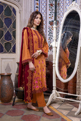 3 Pc Embroidered Leather with Woven Shawl PS-06
