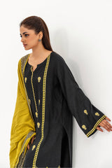 3-PC Embroidered Leather Shirt with Shawl and Trouser CNP-3-213