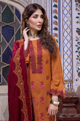 3 Pc Embroidered Leather with Woven Shawl PS-06