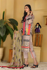 3-pc Unstitched Lawn with Chiffon Dupatta CP22-43