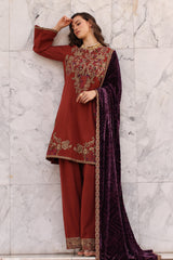 3-pc Unstitched Embroidered Dyed Leather Shirt PSW5-22