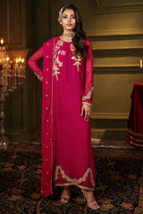 3-PC Embroidered Organza Shirt with Dupatta and Trouser CMA-4-022 PINK