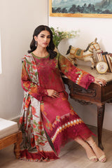 3-PC UNSTITCHED EMBROIDERED KHADDAR SUIT WITH PRINTED WOOL SHAWL CCW3-04