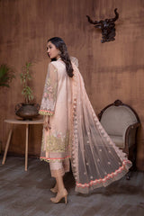 3 Pc Unstitched Embroidered chiffon CHM-49