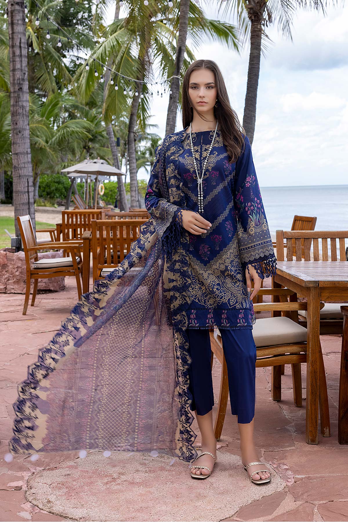3 Pc Charizma Lawn Printed Suit with Embroidered Dupatta PEC22-76