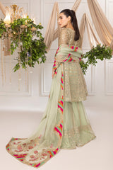 3-Pc Embrioidered Organza Shirt with Embroidered Sharara and Organza Dupatta STM-3-08