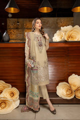 3 Pc Embroidered Unstitched Luxury Collection DD-02