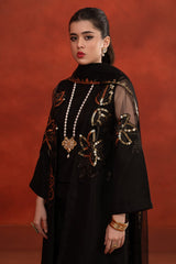 3-PC Embroidered Satan Shirt with Embroidered Net Dupatta and Trouser CMA-3-261