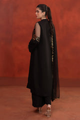 3-PC Embroidered Satan Shirt with Embroidered Net Dupatta and Trouser CMA-3-261