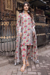 3-Pc Unstitched Printed Embroidered Lawn Suit With Embroidered Chiffon Dupatta CRB23-03