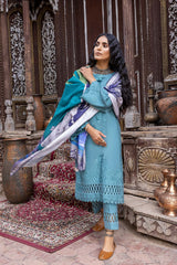3 Pc Unstitched Embroidered Leather with Printed Shawl RMW-03