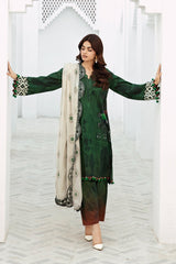 3-PC Unstitched Printed Lawn Shirt with Embroidered Dupatta and Trouser PM4-08