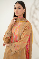 3-Pc Charizma Unstitched Embroidered Lawn With Printed Chiffon Dupatta RM3-18