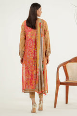 3-Pc Charizma Unstitched Embroidered Lawn With Printed Chiffon Dupatta RM3-18