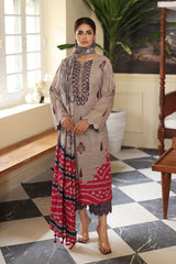 3-Pc Printed Khaddar Shirt with Woolen Shwal CVW3-02