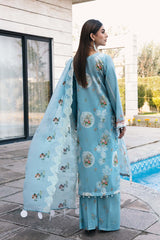 3-Pc Charizma Unstitched Printed Lawn With Embroidered Chiffon Dupatta PEC23-07