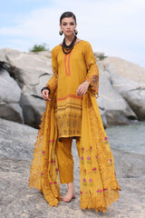 3-PC Unstitched Printed Lawn Shirt with Embroidered Chiffon Dupatta PM4-12