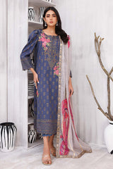 3-Pc charizma Embroidered Lawn Jacquard With Fancy Dupatta CBN23-06