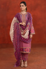 3-PC Embroidered Lawn Shirt with Printed Organza Dupatta and Trouser CNP-4-255