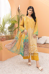 3-Pc Printed Lawn Unstitched With Chiffon Dupatta CP22-034