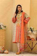 3-Pc Printed Lawn Unstitched With Lawn Dupatta CP22-91
