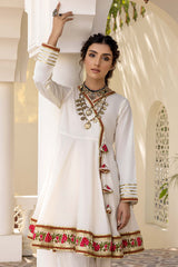 2 Pc Peplum Adrankha Frock With Cotton Shalwar CNP22-66