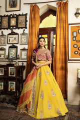 3 Pc Embroidered Silk Lehnga STM21-18