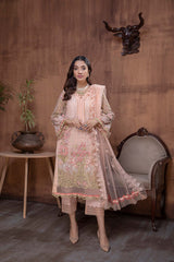 3 Pc Unstitched Embroidered chiffon CHM-49