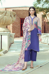 3-Pc Printed Lawn Unstitched With Chiffon Dupatta CP22-71