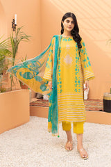 3-Pc Printed Lawn Unstitched With Chiffon Dupatta CP22-063-A
