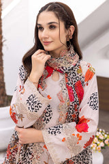3-Pc Unstitched Printed Embroidered Lawn Suit With Embroidered Chiffon Dupatta CRB23-12