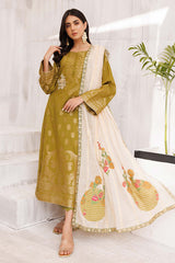 3-Pc charizma Embroidered Lawn Jacquard With Fancy Dupatta CBN23-03