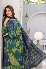 3-Pc Charizma Unstitched Embroidered Lawn Shirt With Embroidered Chiffon Dupatta AN23-18