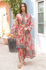 3-Pc Printed Lawn Short Shirt With Printed Straight Trouser and Chiffon Dupatta CPM23-39