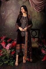 3 Pc Unstitched Embroidered Velvet With Embroidered Chiffon Dupatta CVT3-01
