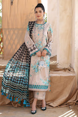 3-PC Unstitched Embroibered Lawn Shirt with Printed Chiffon Dupatta CCS4-12