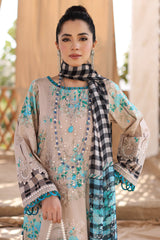 3-PC Unstitched Embroibered Lawn Shirt with Printed Chiffon Dupatta CCS4-12