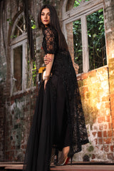 3-PC Embroidered Organza Shirt with Embroidered Net Dupatta and Trouser CMA-4-052 BLACK