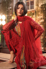 3-PC Embroidered Organza Shirt with Embroidered Net Dupatta and Trouser CMA-4-051 MEHROON