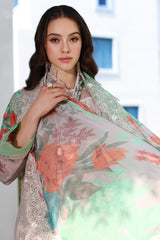 3-PC Unstitched Embroidered Lawn Shirt with Embroidered Chiffon Dupatta and Trouser CRS4-11