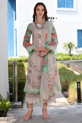 3-PC Unstitched Embroidered Lawn Shirt with Embroidered Chiffon Dupatta and Trouser CRS4-11