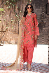 3-PC Embroidered Lawn Shirt with Embroidered Chiffon Dupatta and Trouser AS4-28