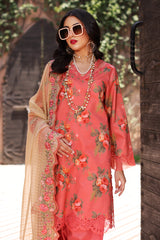 3-PC Embroidered Lawn Shirt with Embroidered Chiffon Dupatta and Trouser AS4-28