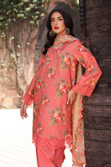 3-PC Embroidered Lawn Shirt with Embroidered Chiffon Dupatta and Trouser AS4-28