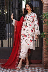 3-PC Unstitched Embroidered Shirt with Embroidered Chiffon Dupatta and Trouser AS4-01